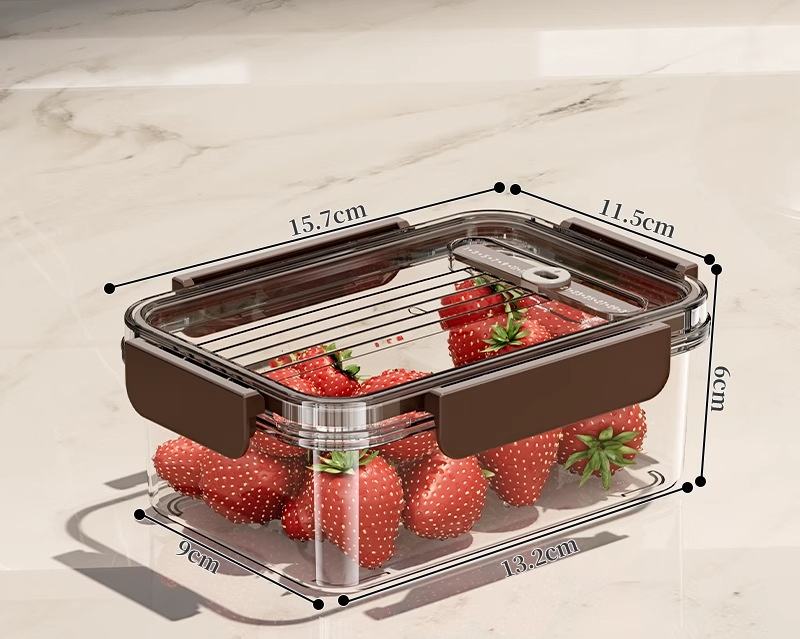 Crisper Bento Style Acrylic Food Storage Box Food Grade Clear Organizer for Fruits Vegetables Frozen Foods Refrigerator