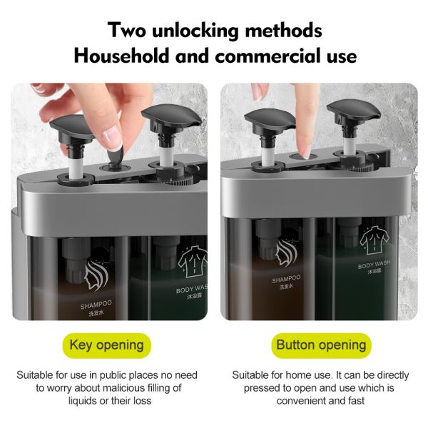 ABS Material Wall Mounted Double Soap Dispenser with Waterproofing and Customized Logo for Eco-Friendly Use in Hotels and Bathrooms
