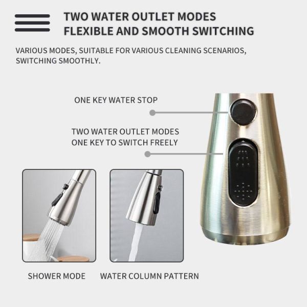 Single Handle Stainless Steel Water Tap Taps Pull Out Sink Basin Mixer Filter Faucet