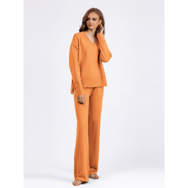 Women s Sweaters s Latest and Fashionable Product 2024 autumn/winter V-neck loose casual sweater pullover two-piece set