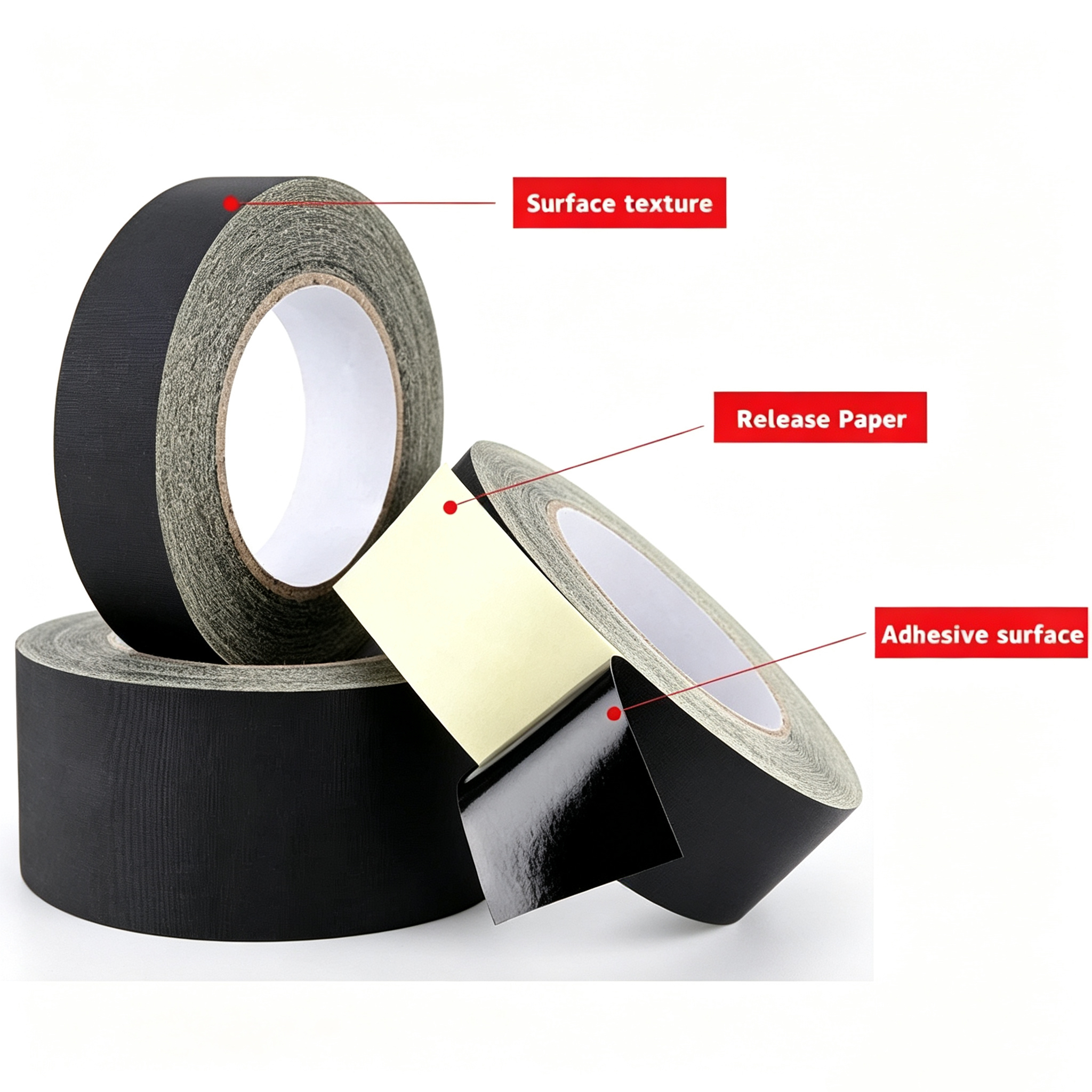 Acetic fabric cloth tape Black high adhesion and can temperatures up to 130℃
