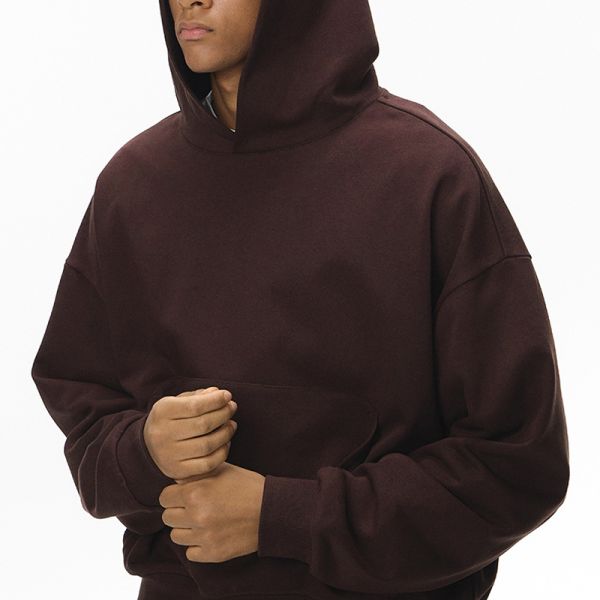 Boxy Cropped Hoodie, 380G Loose Fit Men’s Long Sleeve Hooded Sweatshirt with Pockets | OEM & ODM Supported, Custom Logo, Fabric & Color Available