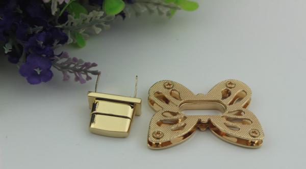 Shiny gold metal zinc alloy butterfly pattern fashion purse turn locks