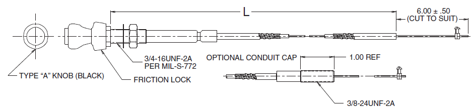Micro Adjust Hand Throttle Control Cable Assembly Wire Rope Output 565 - 557 Series