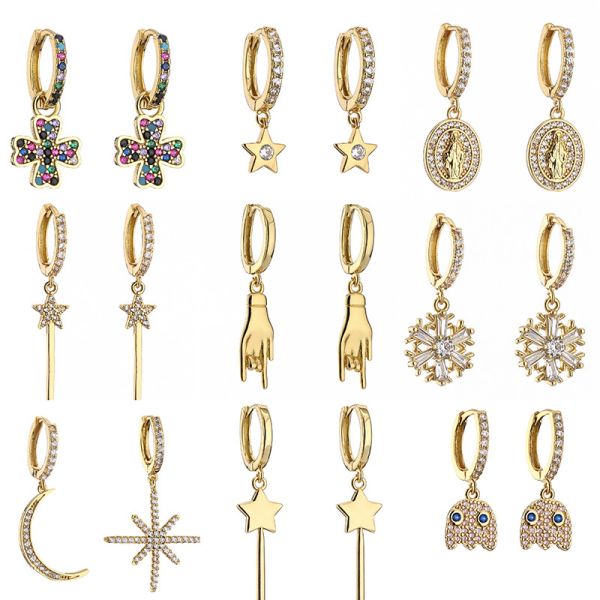 CZ Gold Crystal Hoop Earrings