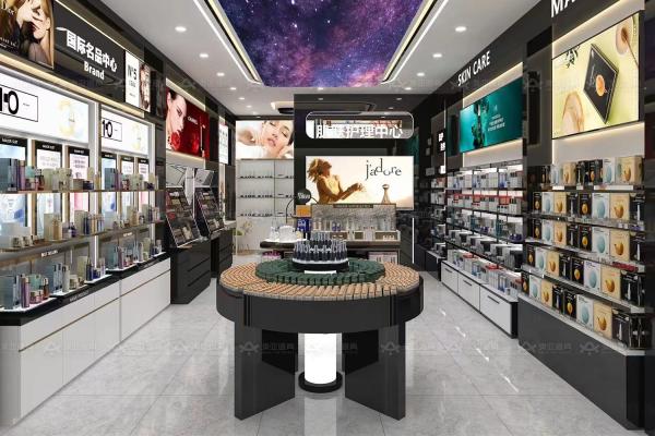 Skincare Shop Interior Design Gold Rush Series Case for Cosmetic Shop Decoration