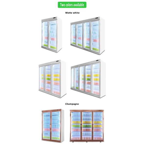 Type à distance de grand de supermarché réfrigérateur en verre vertical commercial de porte