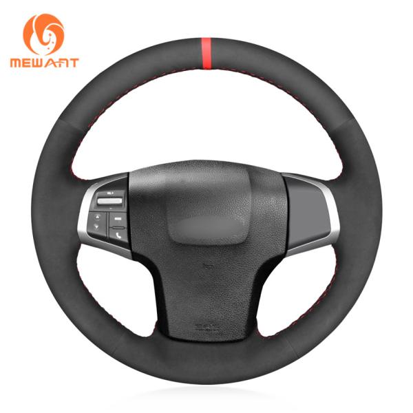 Hand Sewing Black Suede Steering Wheel Cover for Isuzu D-Max MU-X 2013-2020 Holden Colorado AU 2012-2014 2015 2016-2019
