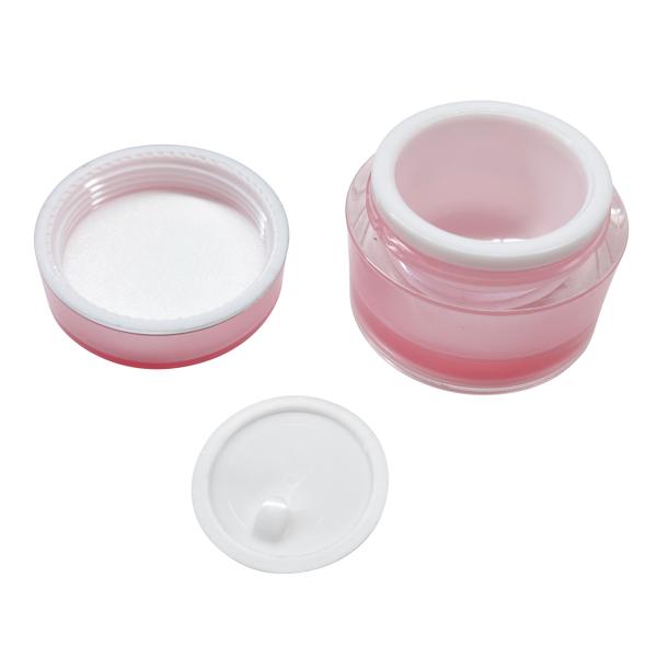 Round Pink Double Layer Cosmetic Cream Jar 50ml Portable Cosmetic Packaging Jars
