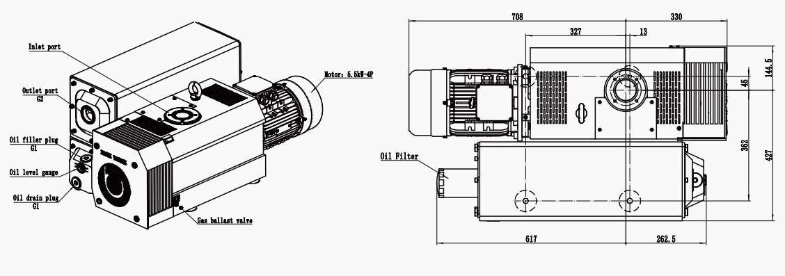 SRV300B Oil Lubricated Single Stage Rotary Vane Vacuum Pump 300m3/H