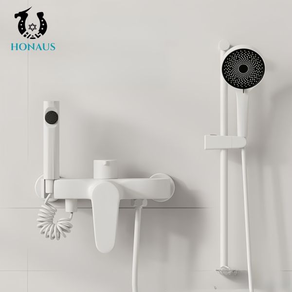 Luxury Modern Exposed Valve Showers Brass Body Electroplated Surface Three Outlets