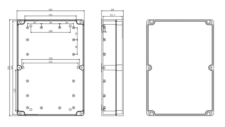 Загерметизированные приложения Ip65 263*182*60mm пластиковые с ясной крышкой