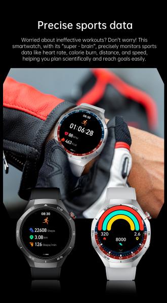 HW95 Smart Watch IP68 1.53inch Sport Watch for Men ECG PPG Fitness Tracker Heart Rate Wristband Round Smart Bracelet