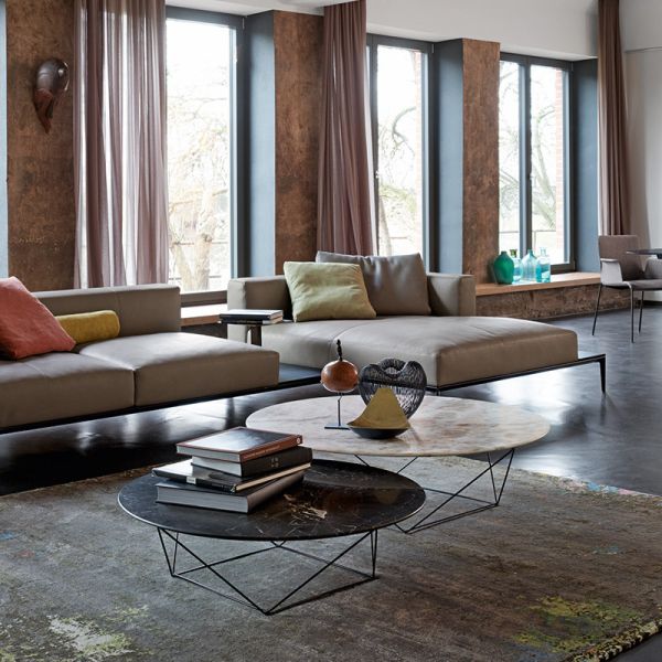 Italian-Style Sintered Stone Coffee Table Household Small Round Coffee Table Modern Corner Table Sofa Side Table for Living Room