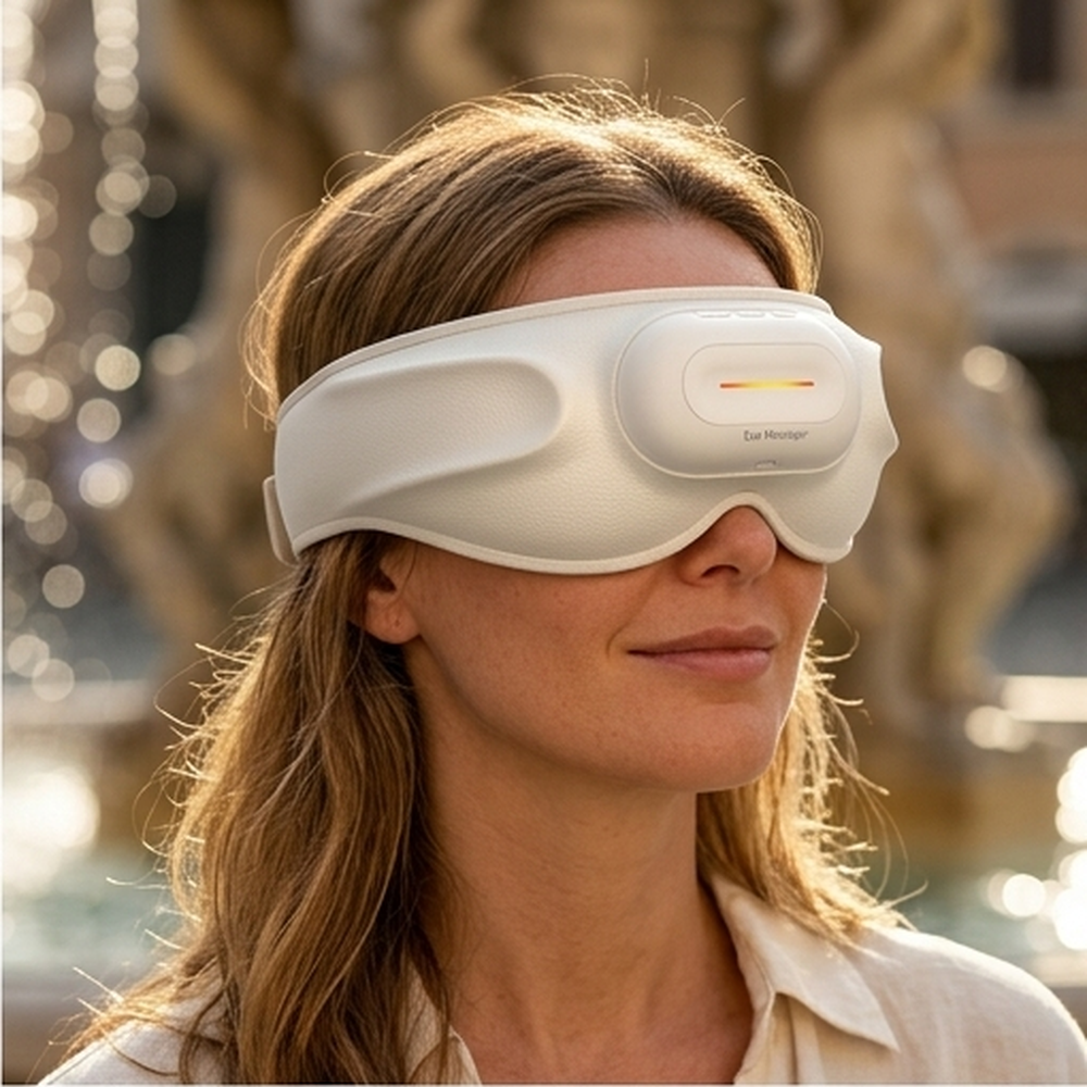 Smart Airbag Eye Massager with 3-Level Heat Compress & 6 Modes, Rechargeable Eye Mask for Dark Circles & Fatigue