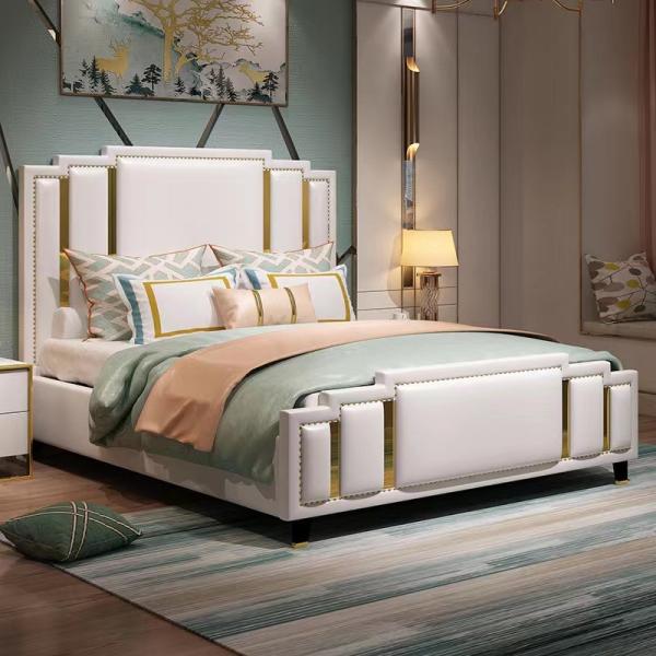 Upholstered Hotel Bedroom Furniture Hydraulic Lift Up Storage Leather Bed
