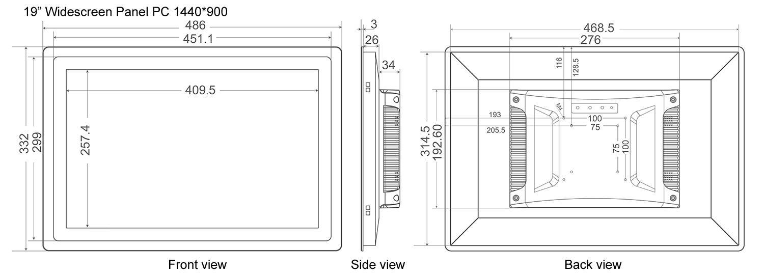 ядра квадрацикла ПК 330nits панели 1440x90019in Lcd ПК промышленного промышленный