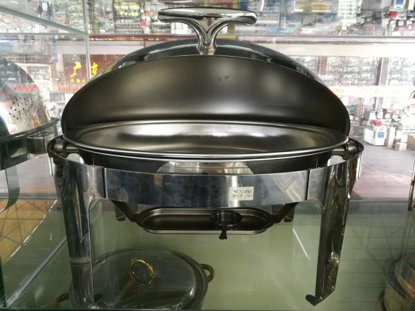 Parte superior de rolo oval de aço inoxidável que aquece por atrito o prato com a bandeja oval do alimento 6.8L com a tampa do suporte do combustível inteiramente aberta em 180°