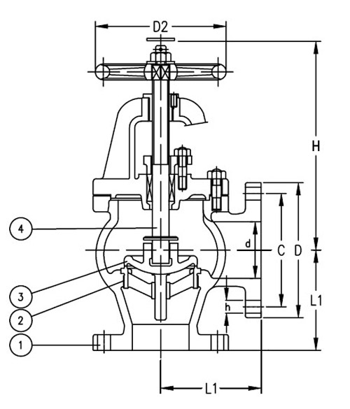 Qingdao Marine Cast Iron Screw Down Check Angle Valve JIS F7354 5K