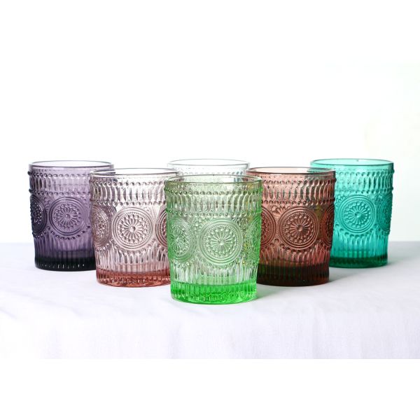 Embossed Vintage Crystal Highball Glasses 340ml Leakageless