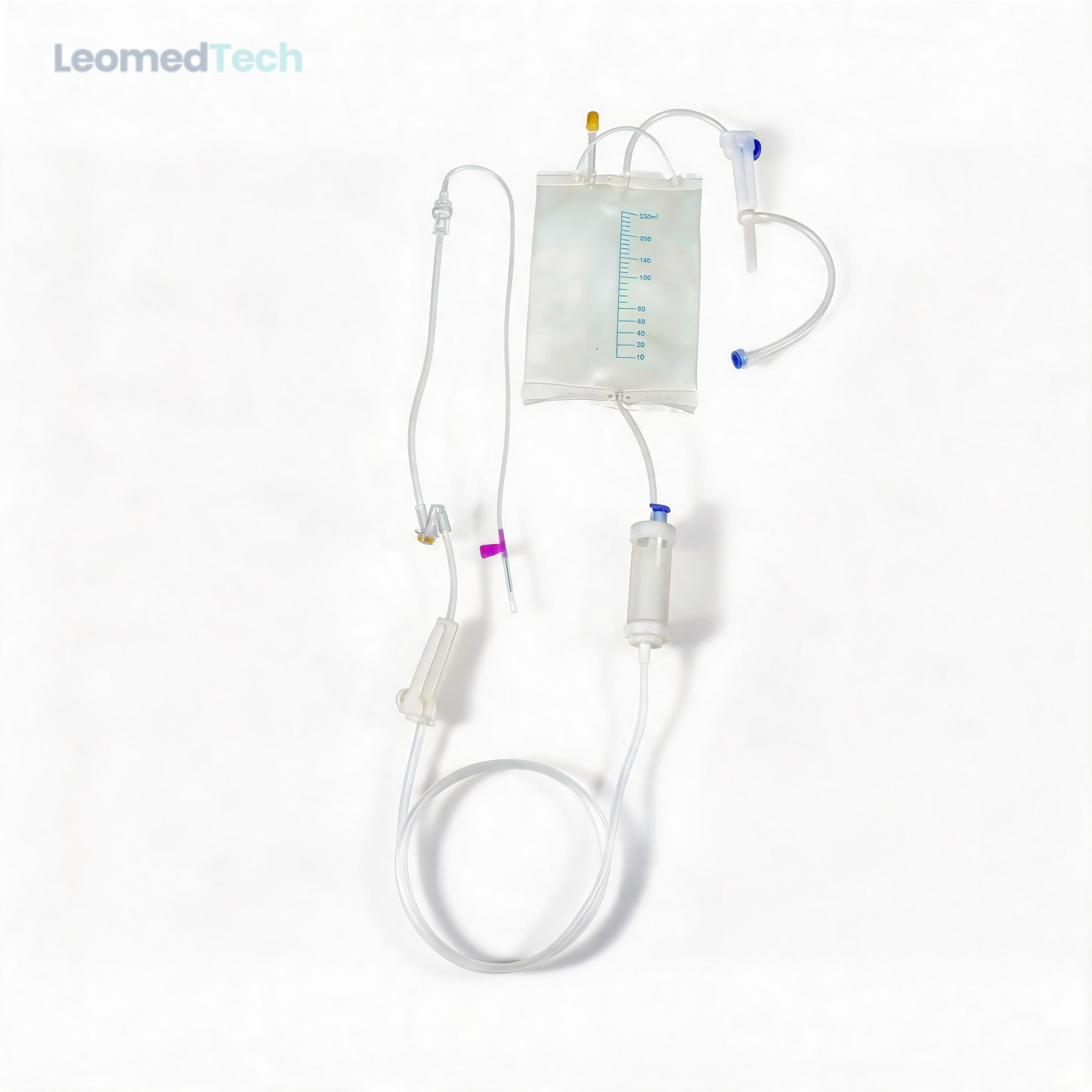 Bag IV Set with Needle 150–250mL Precision Filter Automatic Stop