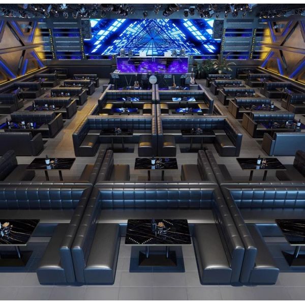 Custom Made Light Luxury Night Club bar Pub Restaurant U Shape Sofa and Dining Table Combination Furniture