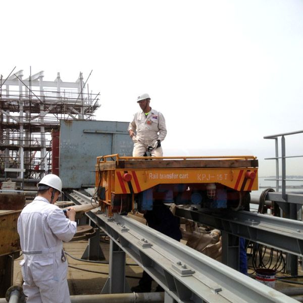 электрическая моторизованная вагонетка рельса 25Т, низкий кран зазора на тележке переноса рельса для верфи