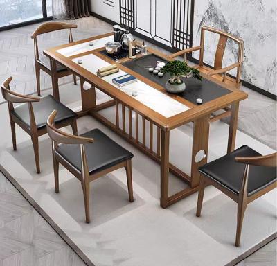 Mesa de chá de mármore Mobiliário de escritório Recepção Mesa de chá Recepção de escritório Combinação com 5 cadeiras