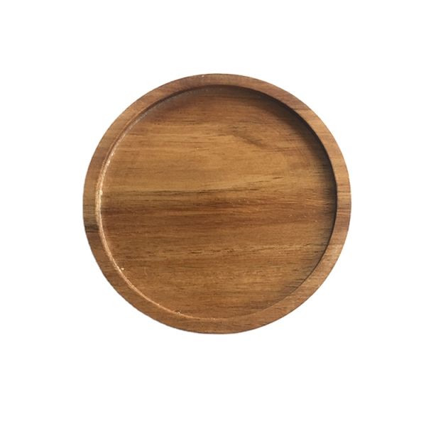 Household Wood Plain Color Varnish Acacia Solid Drink Coaster for Coffee Cup Mat Set