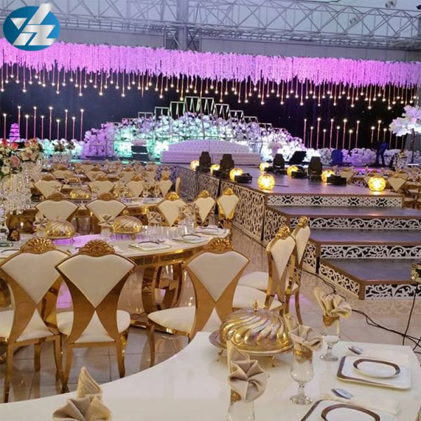 Foshan Modern White Chivalry Novel Wedding Chair Stainless Steel Banquet Hotel Furniture