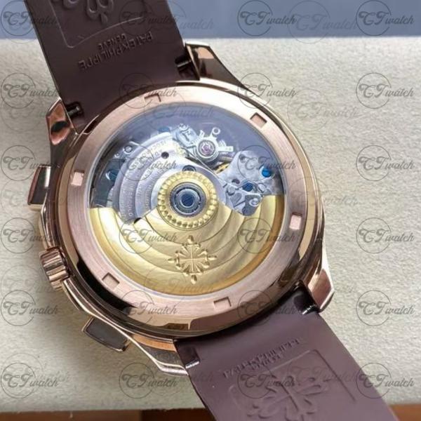 Patek Philippe Aquanaut 5968R Rose Gold Chronograph Brown Dial Super Clone Automatic Luxury Watch Men