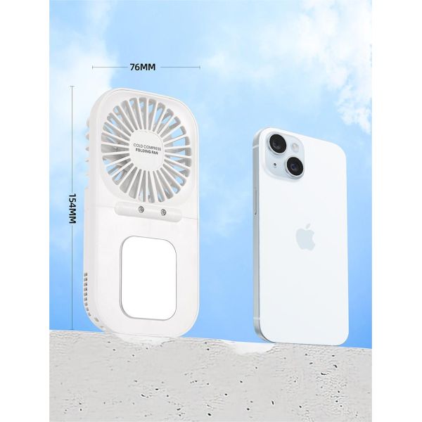 3.7V Cold Compress Handheld Folding Fan Portable Table Mini Fan for Neck Cooling Gift