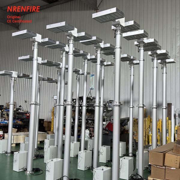 6m pneumatic telescoping mast light tower for fire truck-pan tilt unit-remote control
