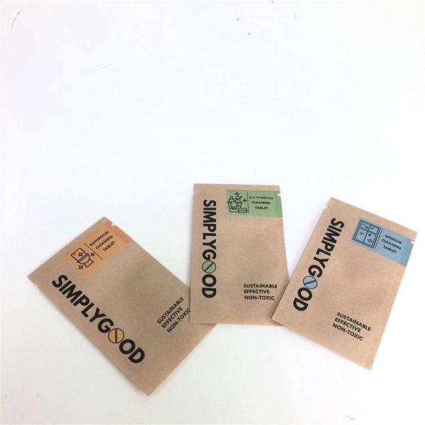Three Side Sealed Kraft Paper Bag Customized Small Brown Paper Bags Biodegradable For Cleaning Tablet