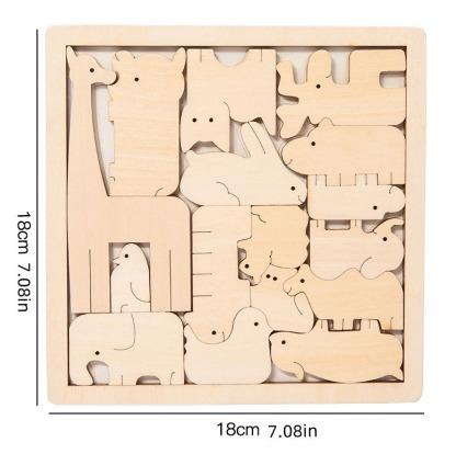 Wooden 3d Puzzle Jigsaw Kids Creative Diy Animal Puzzle Blocks Graffiti Painting Early Educational Toy