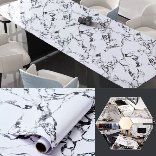 Gold Accent Marble PVC Film Decorative Self Adhesive Kitchen Cabinet Wrap Film 1.52m×50m