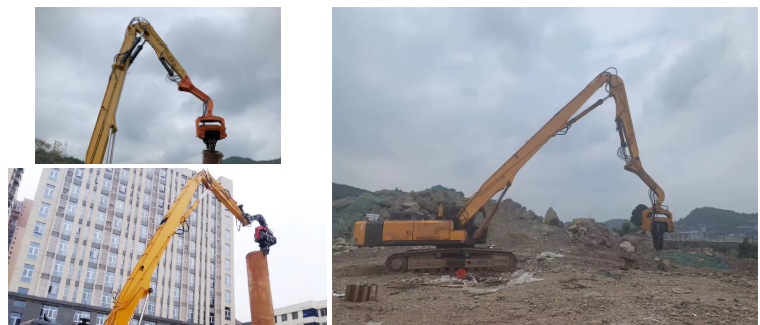 40-50ton Excavator Vibratory Hammer Hydraulic Pile Hammer Arm Pile Driving Arm Sheet Pile Driver Construction Works