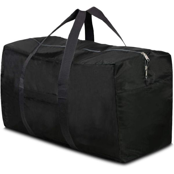 Extra Large Black 96L Foldable Lightweight Duffel Travel Bag With Zipper