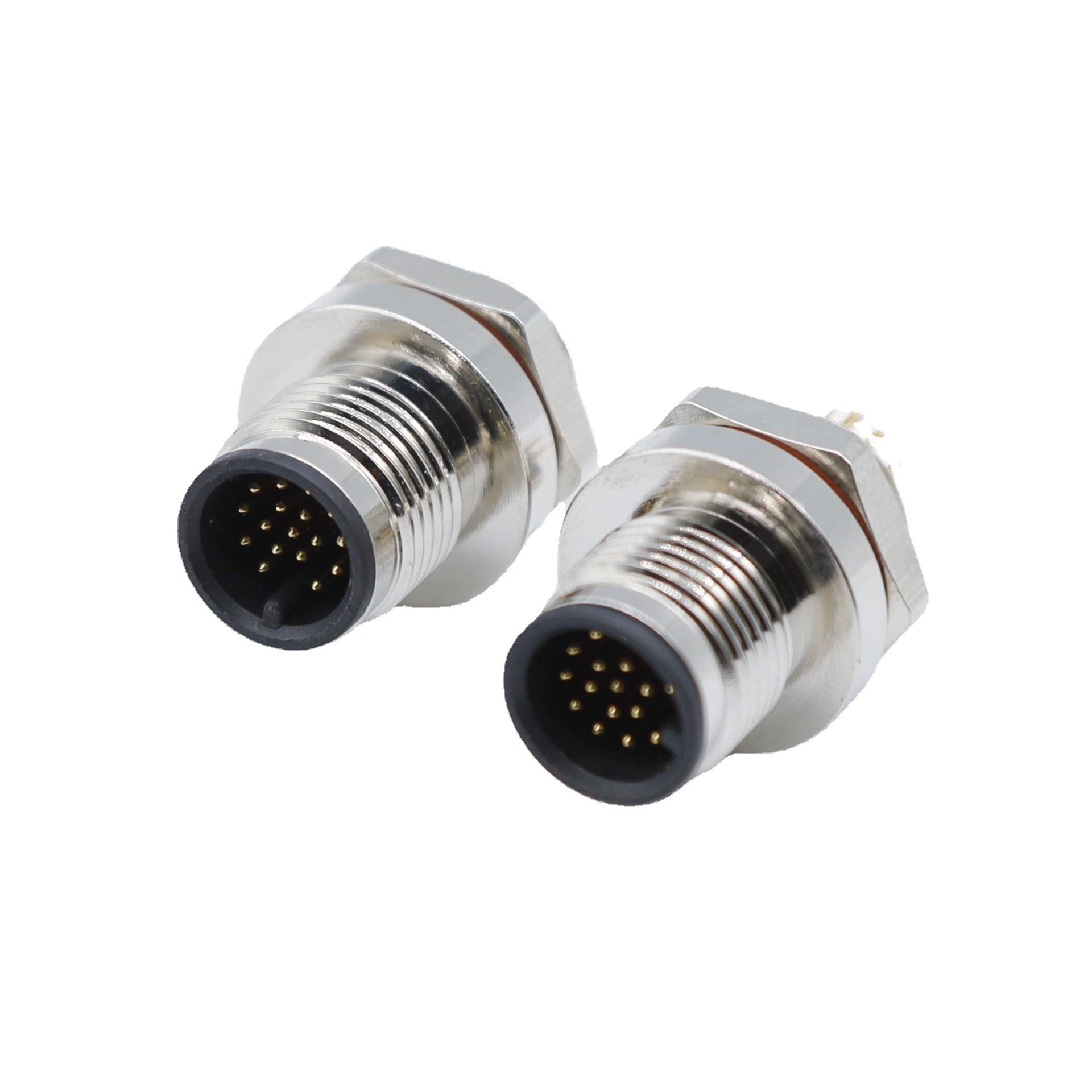 M12 Waterproof IP67 Female Panel Mount Connector Screw Lock Industrial Circular Connector