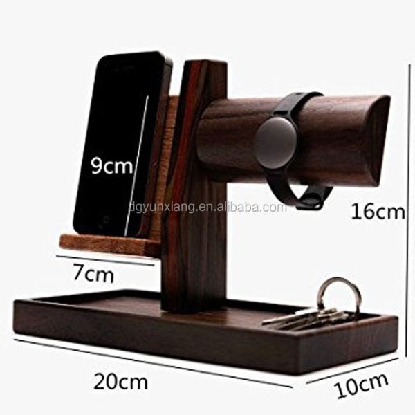 Porta teléfonos y relojes de madera de nuez negra