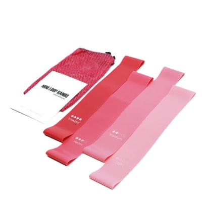 Logo Custom High Stretch Women Hip Butt Thigh Band 600*50mm 4 Pcs Set pink Mini Loop Resistance Band