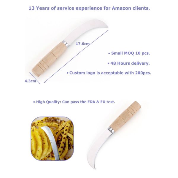 Polished Curved Fruit Knife L17.6cm W4.3cm For Grapefruit Pineapple Banana