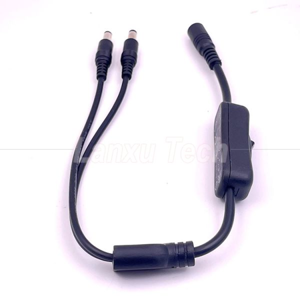12v Splitter 1 féminin à 2 mâles prise CC 5,5x2,1 mm sur et hors câble de câble de commutateur pour lampe à LED