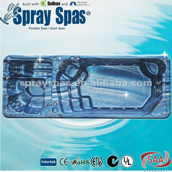 Acrylic portable square whirlpool massage bathtub swim spa, SW-59A, 5900*2250*1320mm