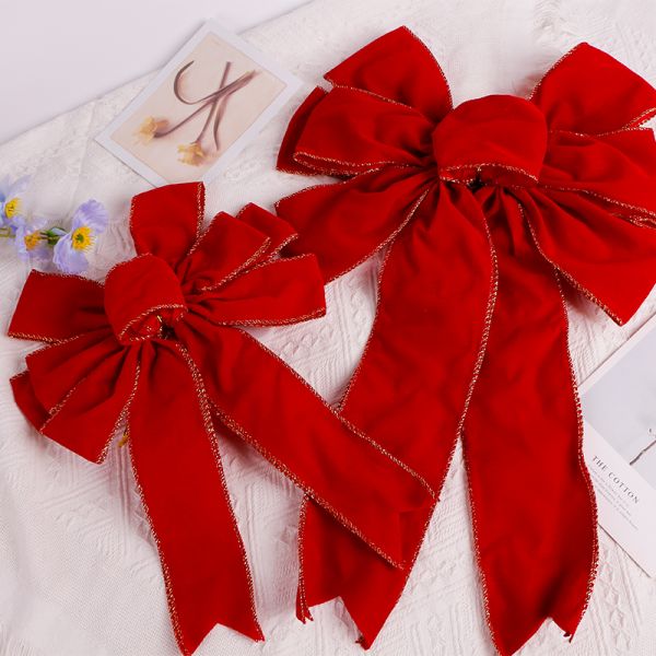 2024 Arcos de cinta grande con borde de alambre Arco de corazón impreso Decoración de San Valentín hecha a mano