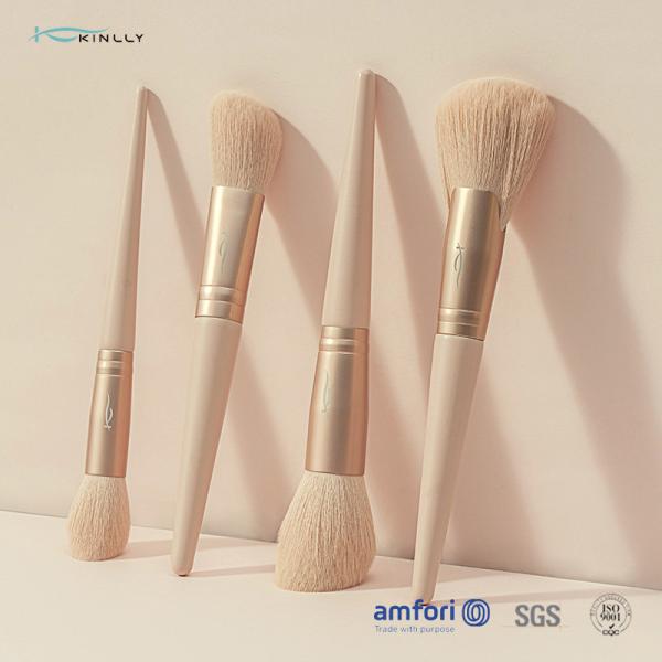 Pink Aluminum Ferrule Makeup Brush  Wooden Handle Cosmetic Brush Set
