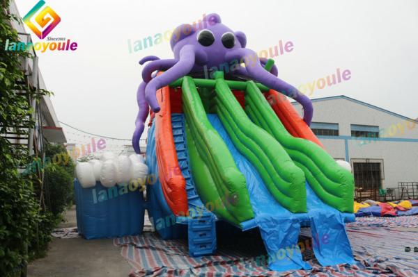 Durable Inflatable Octopus Water Park With Slide / Outdoor Water Play Equipment