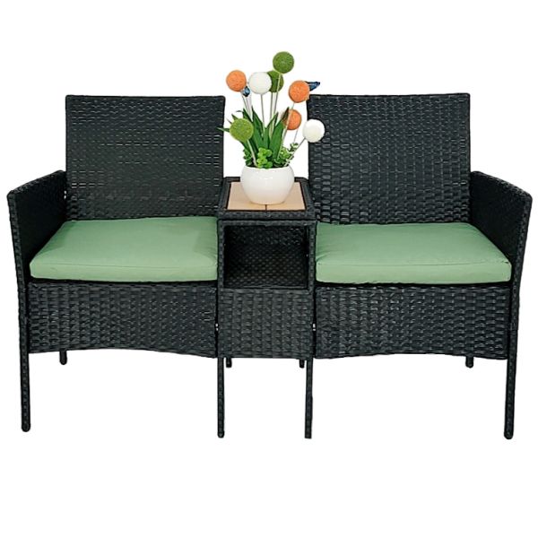 Knock Down Structure High Quality Outdoor Patio Garden Wicker Chair Outdoor Furniture Rattan Love  Bench Chair
