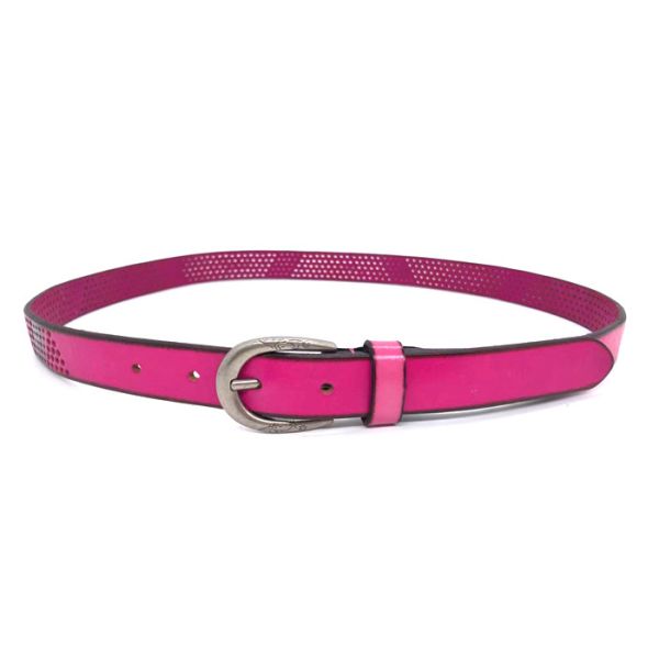 Lead Free pink Womens Genuine Leather Belt With Alloy Pin Buckle