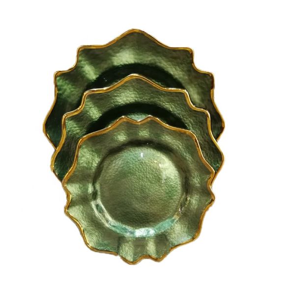 Плиты заряжателя золотого десерта цвета стеклянные, декоративные плиты заряжателя для свадьбы